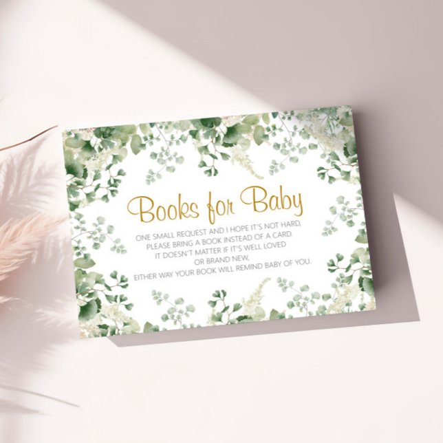 Carte D'accompagnement Baby shower Forest Greenery Livres pour Baby Card (Créateur téléchargé)