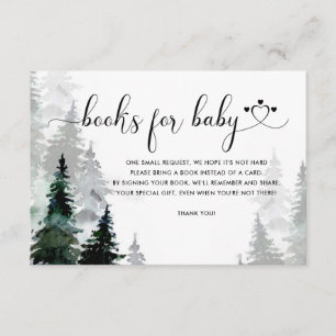 Carte D'accompagnement Baby shower forestier d'hiver Livre neutre genre