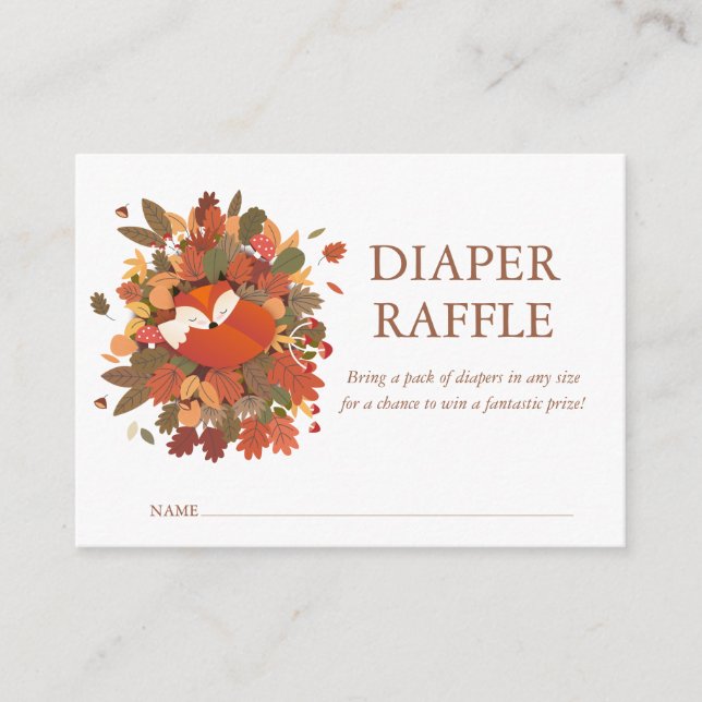 Carte D'accompagnement Baby shower forestier Fox Cub Déchets Raffle (Devant)