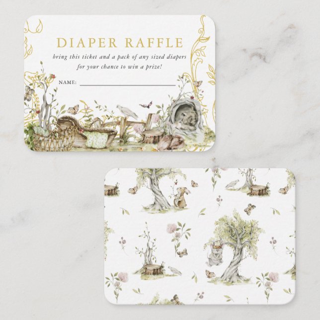 Carte D'accompagnement Baby shower forestier | Fromage de couches (Devant / Derrière)