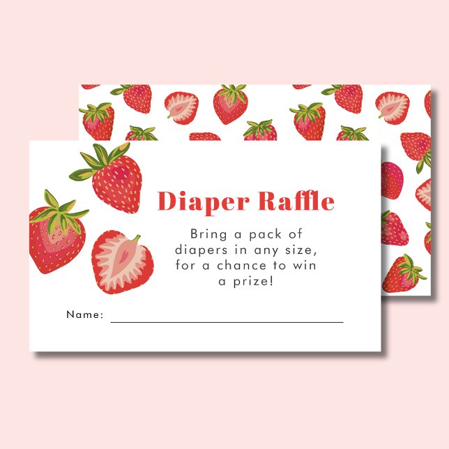 Carte D'accompagnement Baby shower fraise Raffin (Strawberry Baby Shower Diaper Raffle Enclosure Card)