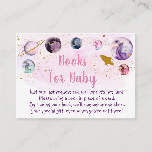 Carte D'accompagnement Baby shower Galaxy Pink Gold (Devant)