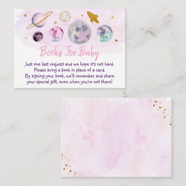 Carte D'accompagnement Baby shower Galaxy Pink Gold (Devant / Derrière)
