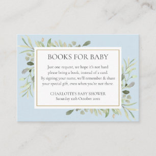 Carte D'accompagnement Baby shower Garçon bleu Demande de livre vert