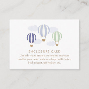 Carte D'accompagnement Baby shower garçon Blue Hot Air Balloons
