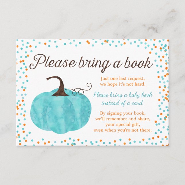 Carte D'accompagnement Baby shower Garçon Citrouille Aquarelle Apportez u (Devant)