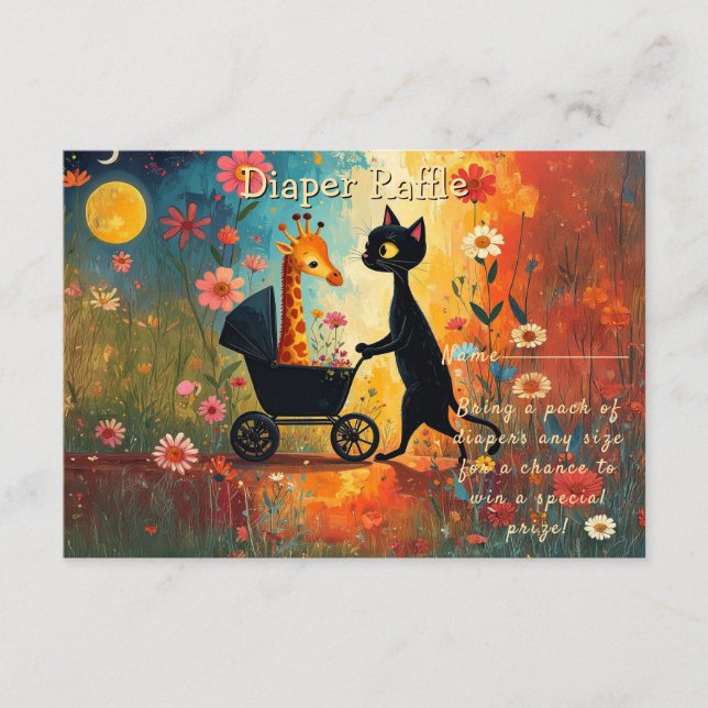 Carte D'accompagnement Baby Shower Girafe Chat Mignon (Devant)