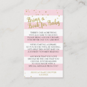 Carte D'accompagnement Baby shower Gold Rose Bracelets Apportez un livre 