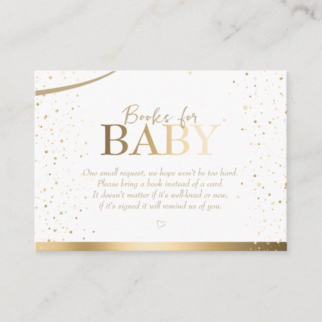 Carte D'accompagnement Baby shower Gold Sparkle Livres pour bébé (Devant)