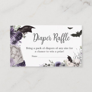 Carte D'accompagnement Baby shower gothique à fleurs violettes Raffle