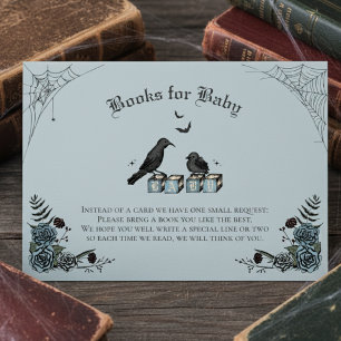 Carte D'accompagnement Baby shower gothique bleu Corbeau noir Livres pour