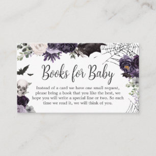 Carte D'accompagnement Baby shower gothique violet fleuri Livres pour béb