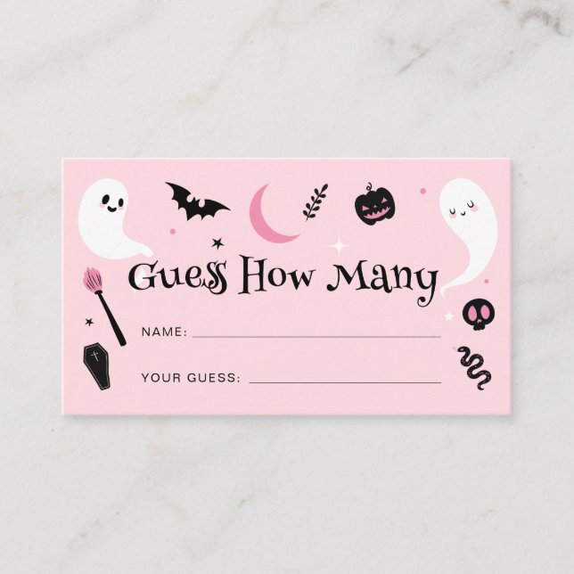 Carte D'accompagnement Baby shower Halloween rose Devinez Combien De Jeu (Devant)