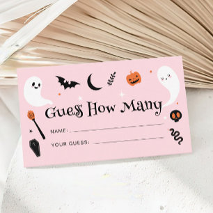 Carte D'accompagnement Baby shower Halloween rose Orange Devinez combien