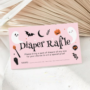Carte D'accompagnement Baby shower Halloween rose Raffin de couche
