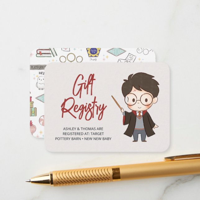 Carte D'accompagnement Baby shower Harry Potter simple (Devant/Arrière en situation)