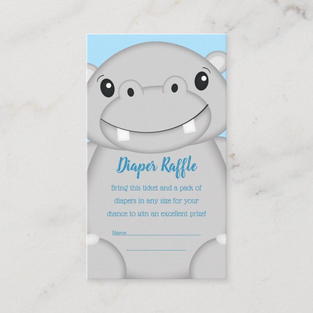 Carte D'accompagnement Baby shower Hippo bleu (Devant)