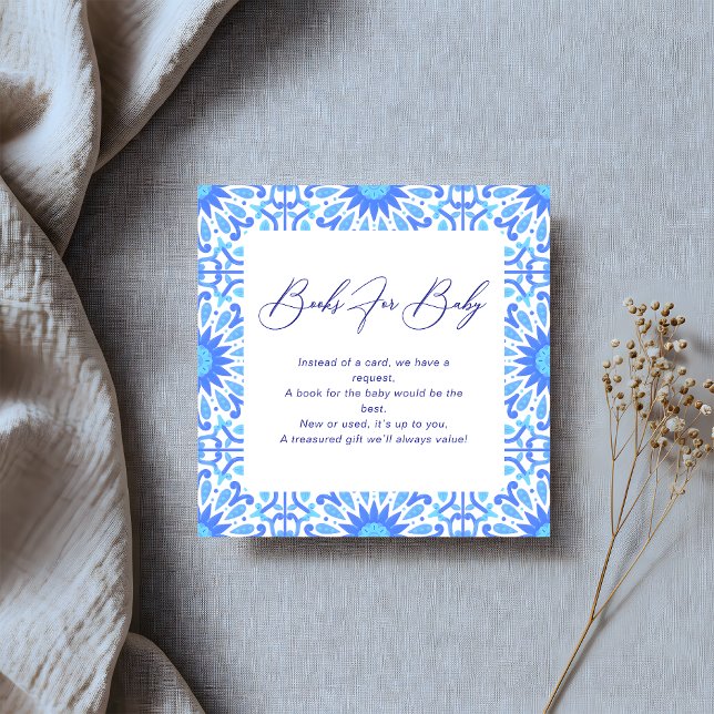 Carte D'accompagnement Baby shower italien Carrelage bleu demande de rése (Créateur téléchargé)