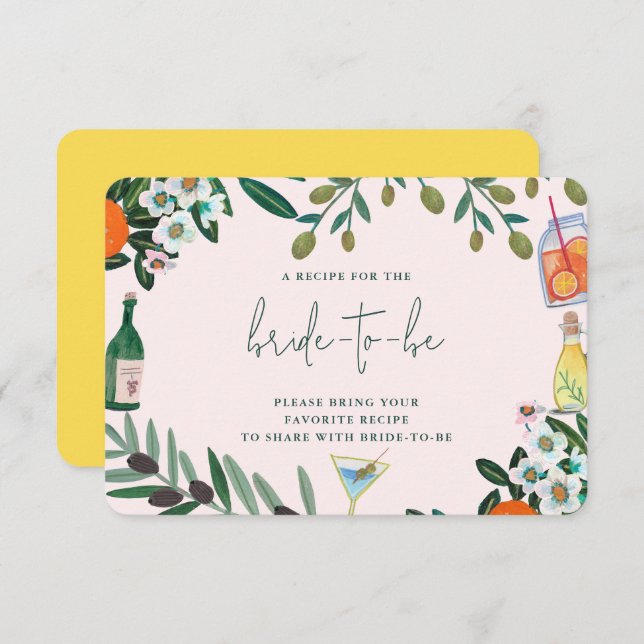 Carte D'accompagnement Baby Shower Italien Méditerranéen Partagez une Rec (Devant / Derrière)