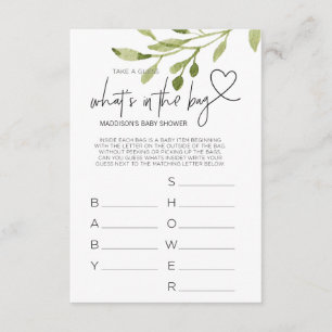 Carte D'accompagnement Baby shower JeuxCarte de partie de douche neutre p