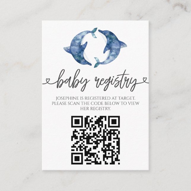 Carte D'accompagnement Baby shower jumeaux Sea Life Dolphin (Devant)