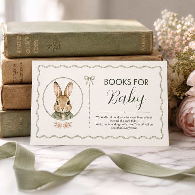 Carte D'accompagnement Baby Shower Lapin Gingham Sage (Créateur téléchargé)