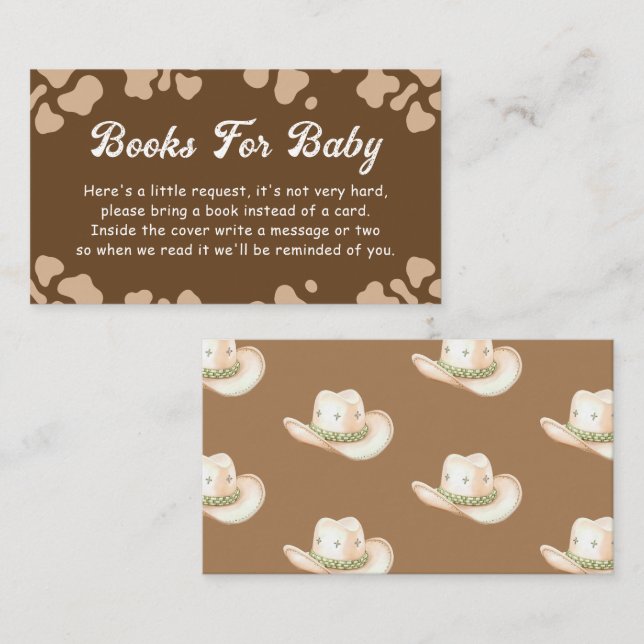 Carte D'accompagnement Baby shower Little Cowboy Rodeo Books (Devant / Derrière)