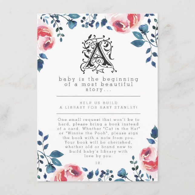 Carte D'accompagnement Baby shower | Livre d'histoire florale moderne (Devant)