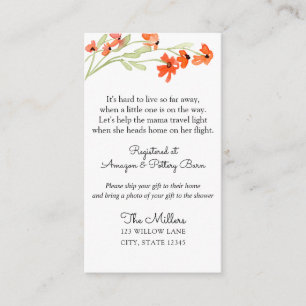 Carte D'accompagnement Baby shower longue distance coloré Fleur sauvage