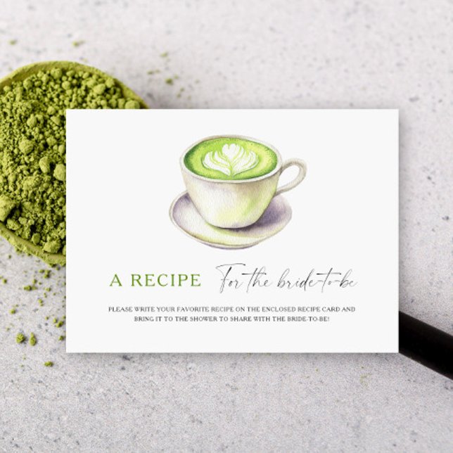 Carte D'accompagnement Baby shower Matcha. Recette pour la future mariée (Créateur téléchargé)