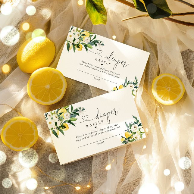 Carte D'accompagnement Baby shower méditerranéen Citron Raffle de couches (Créateur téléchargé)