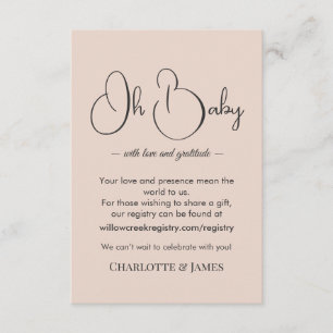 Carte D'accompagnement Baby-Shower Minimaliste Moderne Rose Poudre