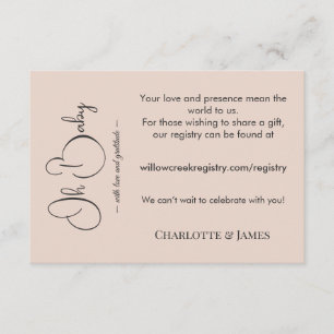 Carte D'accompagnement Baby-Shower Minimaliste Moderne Rose Poudré
