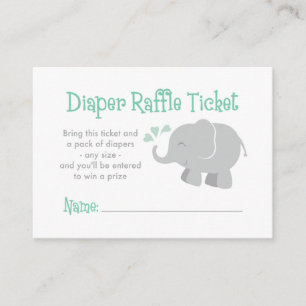 Carte D'accompagnement Baby shower moderne à la menthe et à l'éléphant gr