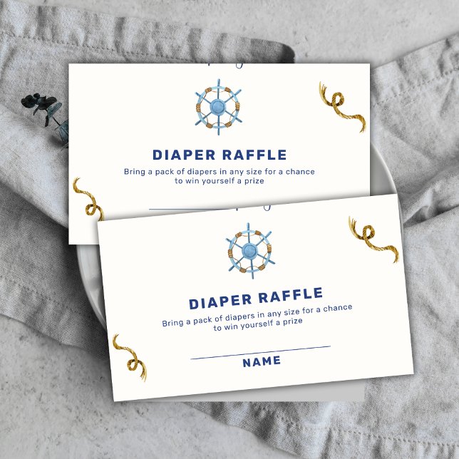 Carte D'accompagnement Baby shower moderne Ahoy Nautical Boy Diaper Raffl (Modern Ahoy Nautical Boy Diaper Raffle Baby Shower Enclosure Card)