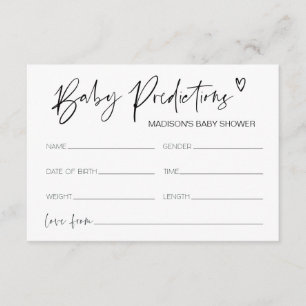 Carte D'accompagnement Baby shower moderne Baby Predictions Jeu de douche