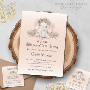 Carte D'accompagnement Baby shower moderne Boho Elephant Demande de réser