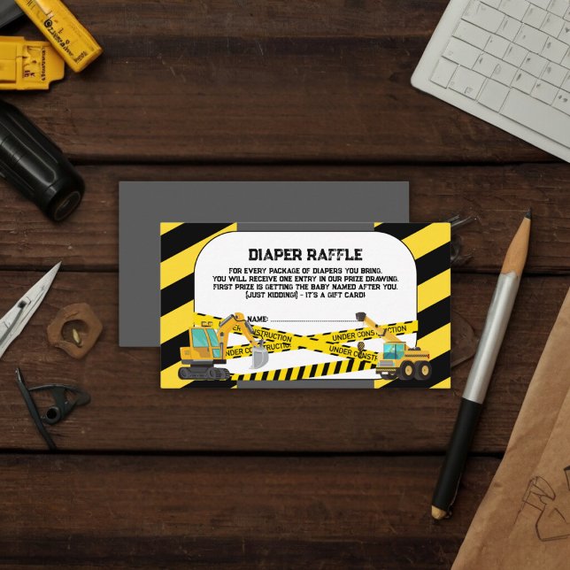 Carte D'accompagnement Baby shower moderne en construction (Créateur téléchargé)