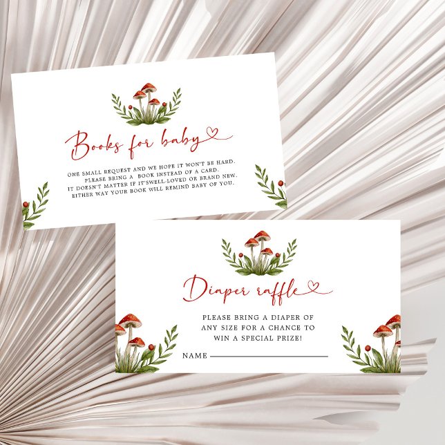 Carte D'accompagnement Baby Shower Moderne Petit Champignon Tirage au Sor (Créateur téléchargé)