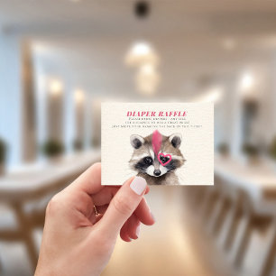 Carte D'accompagnement Baby shower Mohawk Raccoon Raffle de couche