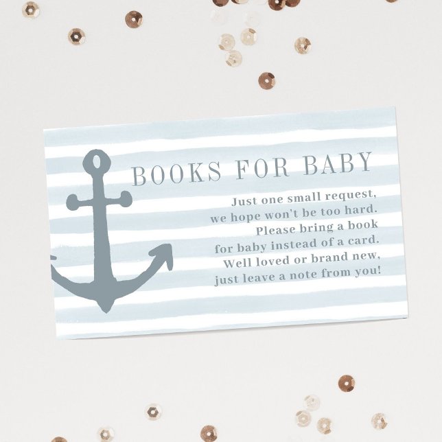 Carte D'accompagnement Baby shower Nautical Blue Boy Livres pour bébé (Créateur téléchargé)