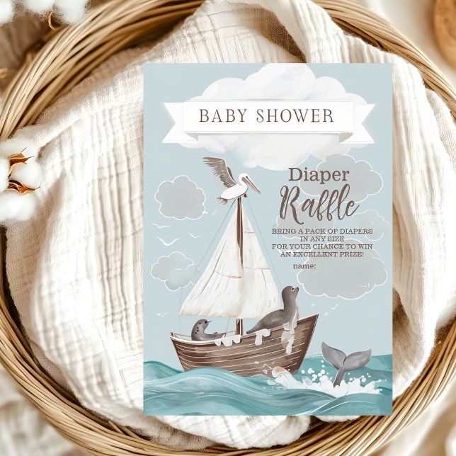 Carte D'accompagnement Baby shower nautique Diapper Raffle (Créateur téléchargé)