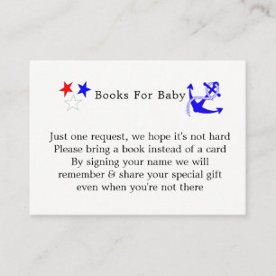 Carte D'accompagnement baby shower Nautique Garçons mignon marin Bleu