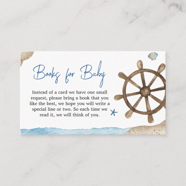 Carte D'accompagnement Baby shower nautique Livres pour bébé (Devant)