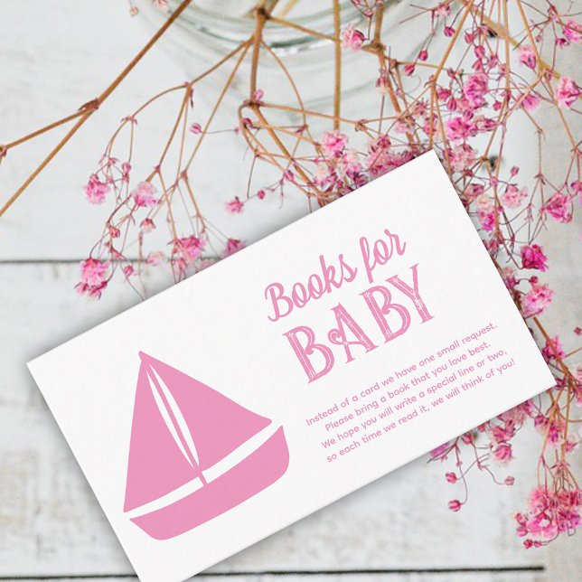 Carte D'accompagnement Baby shower Nautique pour filles Livres pour bébé (Créateur téléchargé)
