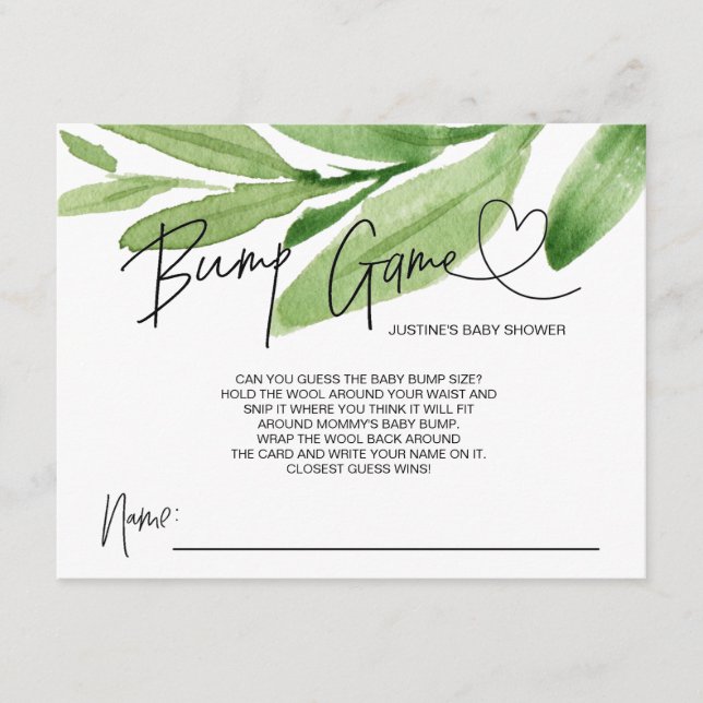 Carte D'accompagnement Baby shower neutre Jeu Bump Guess Garçon Fille Car (Devant)