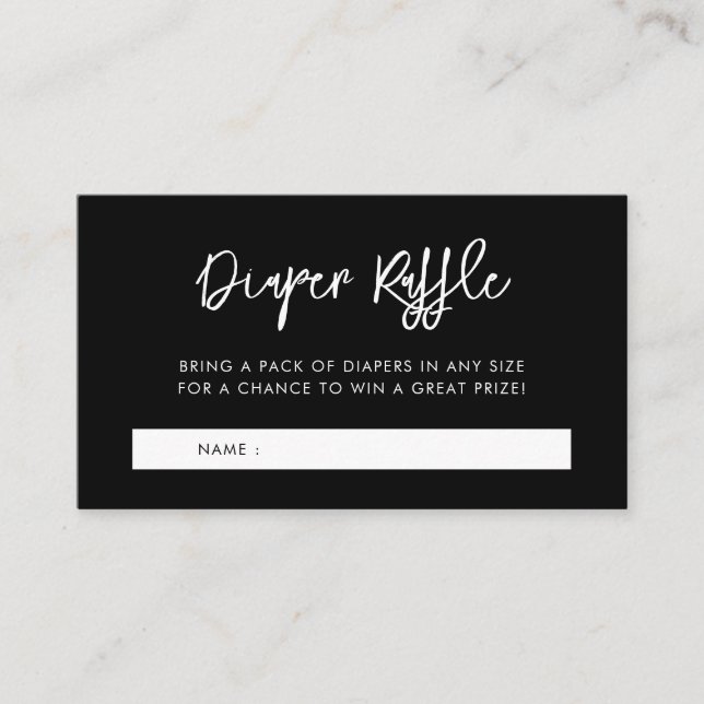 Carte D'accompagnement Baby shower noir contemporain tombole (Devant)