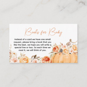 Carte D'accompagnement Baby shower Orange Floral Citrouille Livres pour b