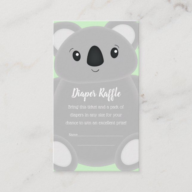 Carte D'accompagnement Baby shower Ours Koala Vert (Devant)