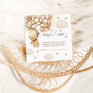 Carte D'accompagnement Baby shower Ours Teddy Balloons Déchets Raffin